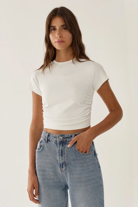 Rynkad Detalj Cropped Topp - Image 3