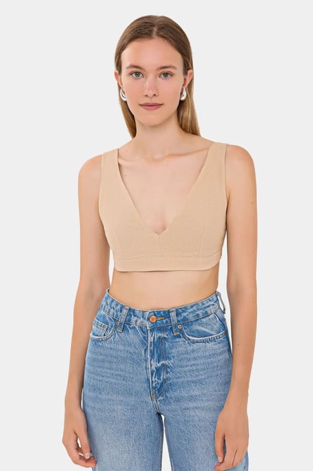 V-ringad ärmlös vävd croptop - Image 1