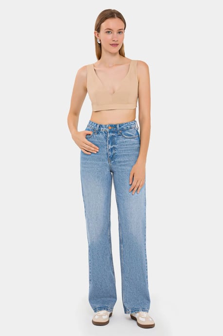 V-ringad ärmlös vävd croptop - Image 2