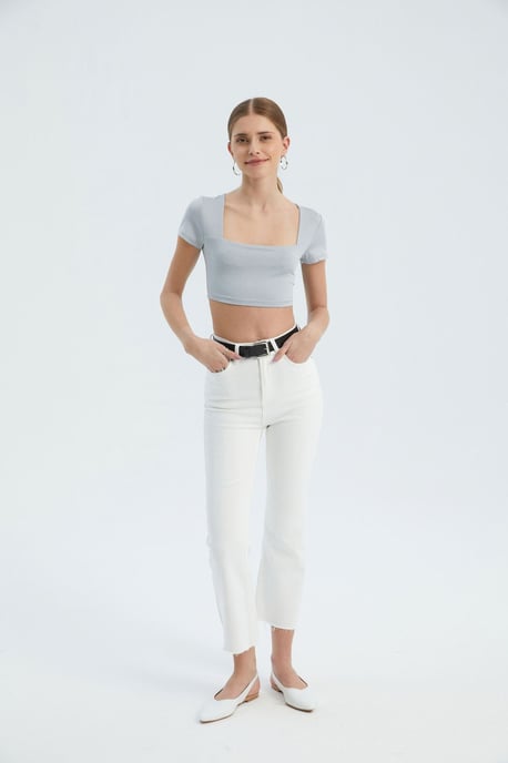 Square Neck Basic Crop Top - Image 1