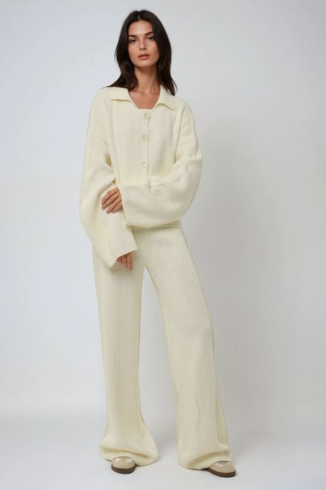 Texturerad stickad cardigan med knappar - Image 4