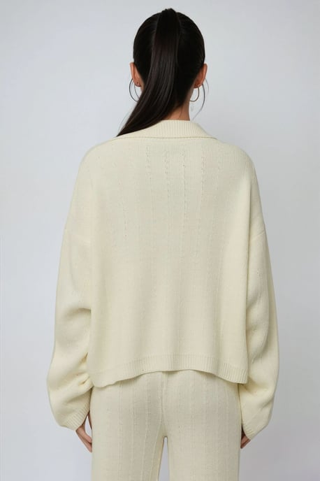 Texturerad stickad cardigan med knappar - Image 5