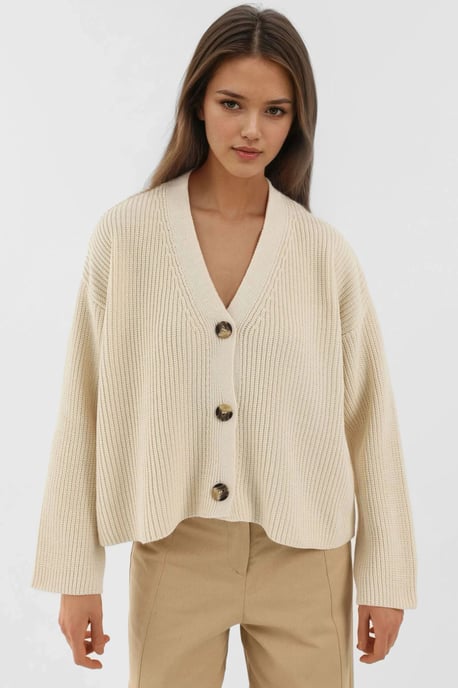 V-hals Oversized Gebuttonde Cardigan - Image 1