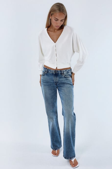 V-ringad Ribbad Crop Cardigan - Image 4
