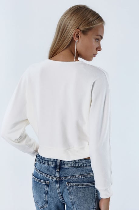 V-ringad Ribbad Crop Cardigan - Image 5