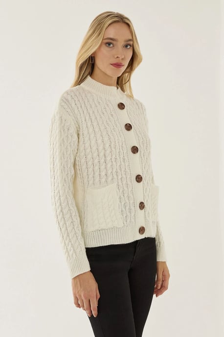 Textured Knitwear Cardigan with Buttons - Image 2