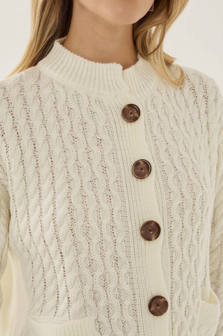 Textured Knitwear Cardigan with Buttons - Image 4
