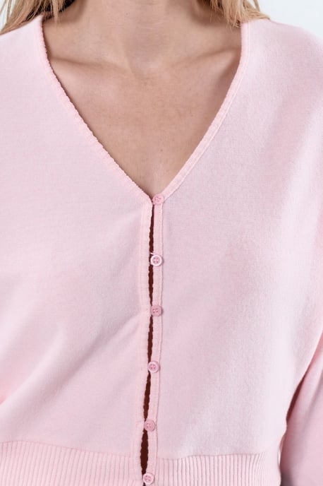 V-ringad ribbad kort cardigan - Image 2