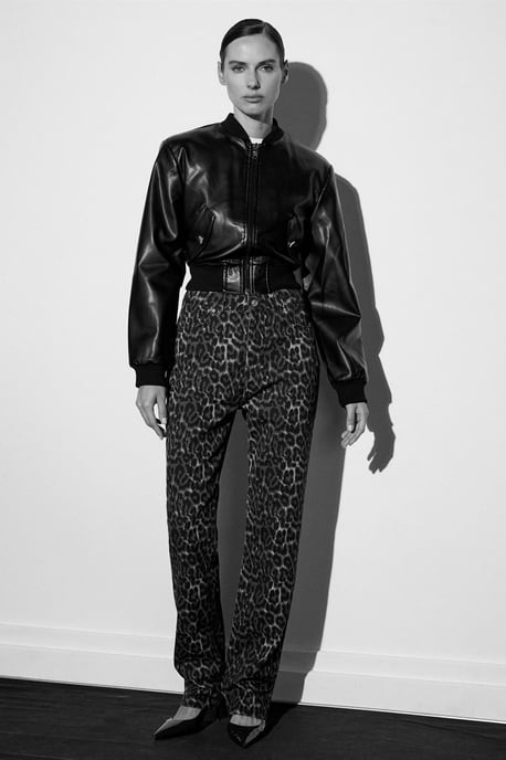 Hoge Taille Gedrukte Rechtaflopende Jeans - Image 3