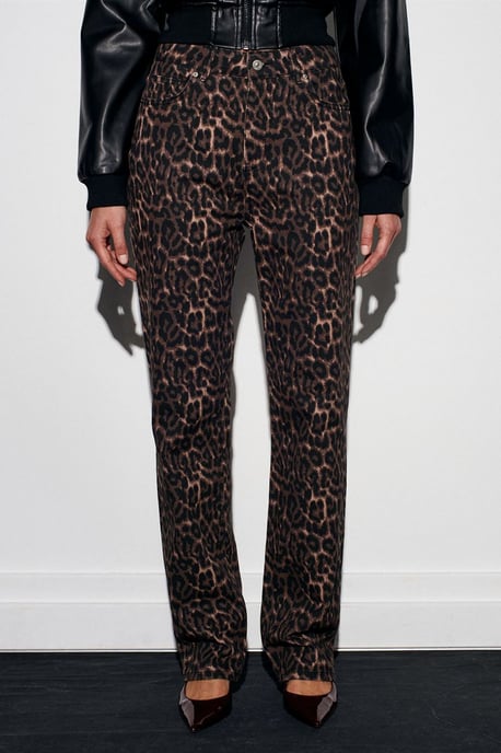 Hoge Taille Gedrukte Rechtaflopende Jeans - Image 5