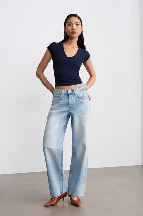 Låg midja raka denimjeans i bomull - Image 1