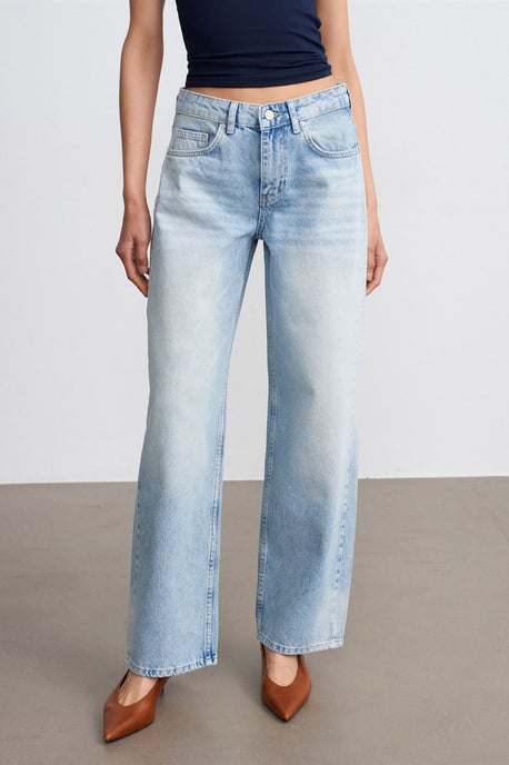 Låg midja raka denimjeans i bomull - Image 3
