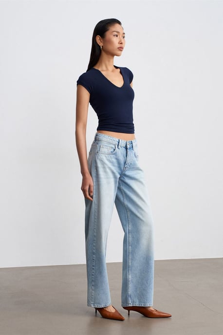 Låg midja raka denimjeans i bomull - Image 4