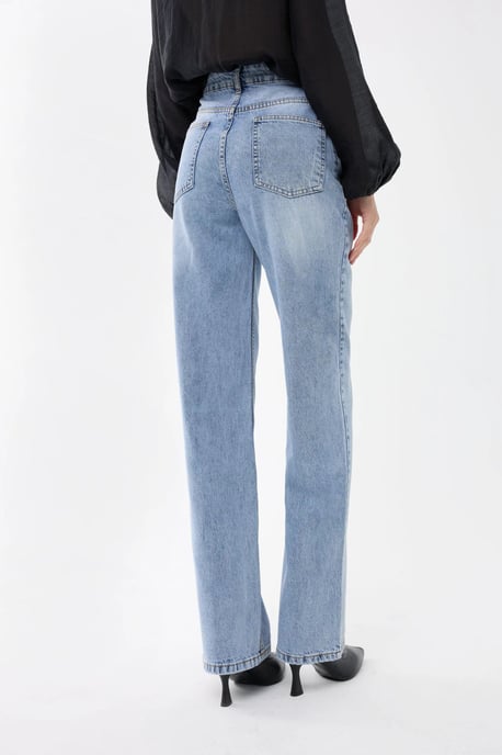 High-Waist Straight-Leg Washed Pants - Image 3