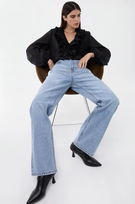 High-Waist Straight-Leg Washed Pants - Image 4