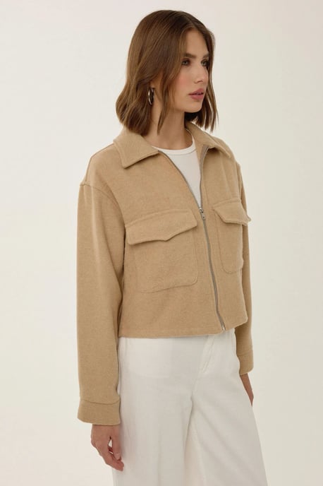 Zippered Jacket with Shirt Collar - Image 4