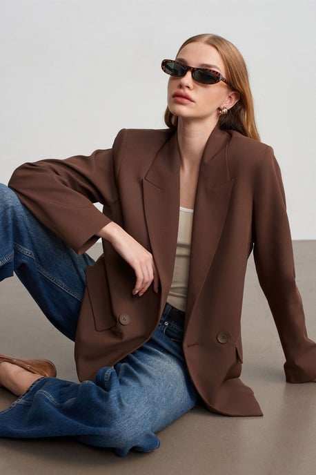 Oversized Lange Crepe Blazer Jas - Image 1