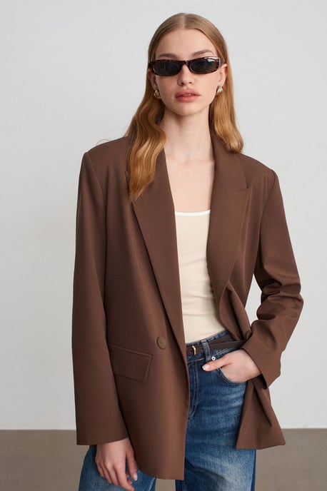 Oversized Lange Crepe Blazer Jas - Image 3