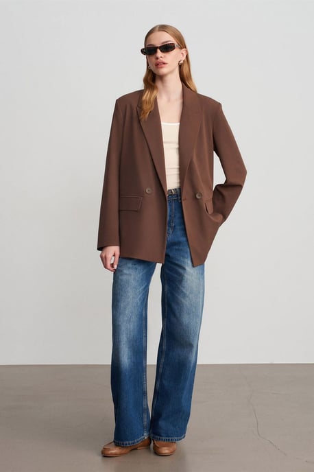 Oversized Lange Crepe Blazer Jas - Image 4