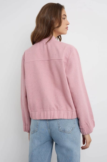 Tweed Round Neck Jacket with a Pocket Detail - Image 5