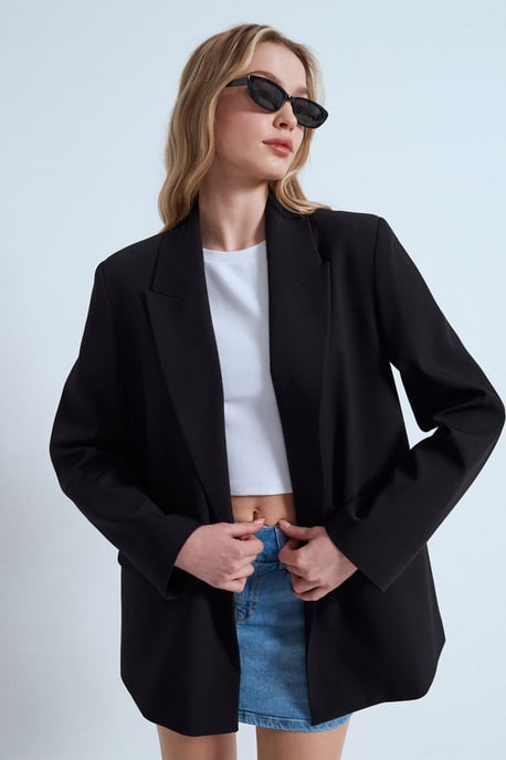 Dames Lange Crêpe Blazer Jas - Image 4