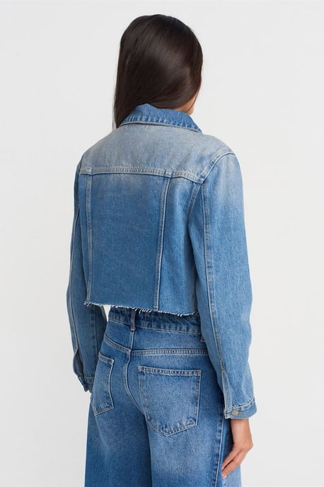 Women’s Cropped Denim Jacket - Image 2