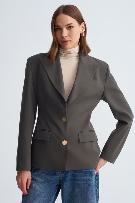 Figurformad crepe-blazer med sjalkrage - Image 4