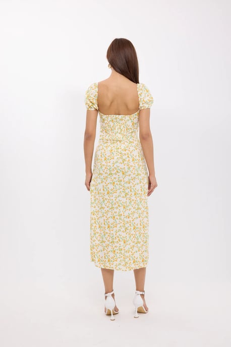 Floral Off Shoulder Side Slit Midi Dress - Image 4