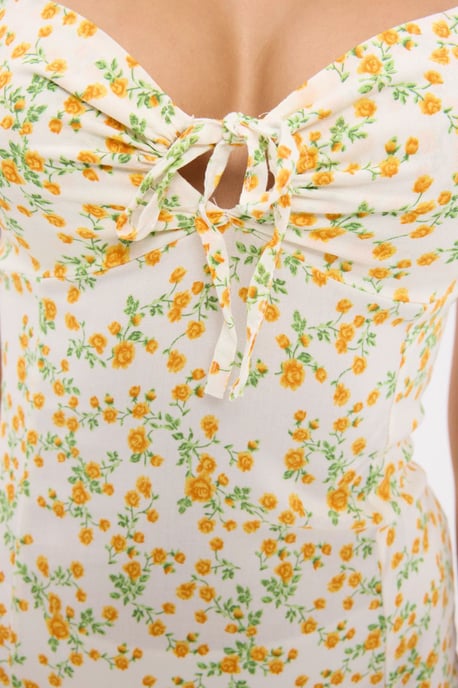 Floral Off Shoulder Side Slit Midi Dress - Image 5