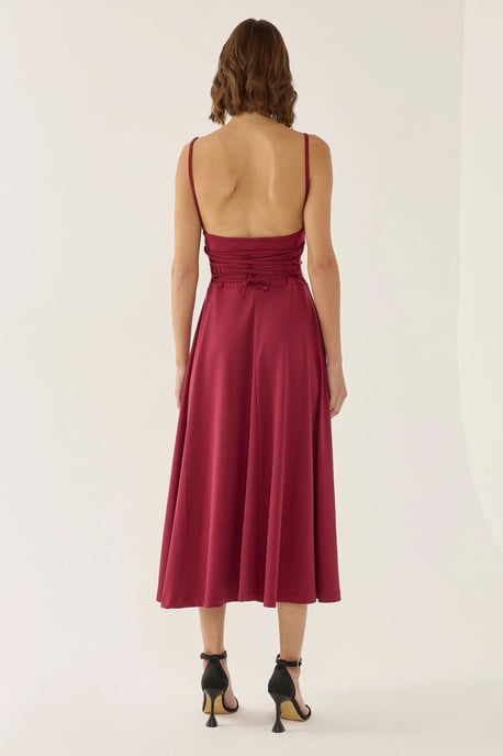A-Line Sleeveless Midi Dress with Cowl Neck - Image 6
