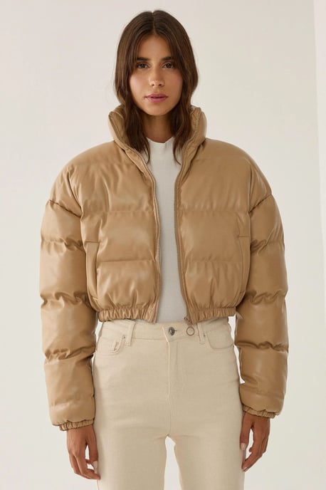 Faux läder puffjacka - Image 3