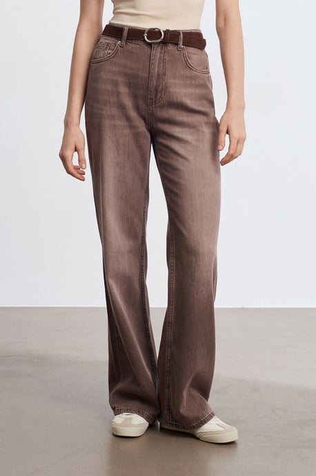 High-Waist Wide-Leg Cotton Denim Jeans - Image 1