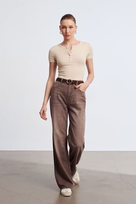 High-Waist Wide-Leg Cotton Denim Jeans - Image 2