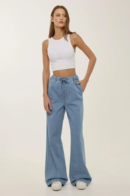 Corded High Waist Wide Leg Jeans - Image 1