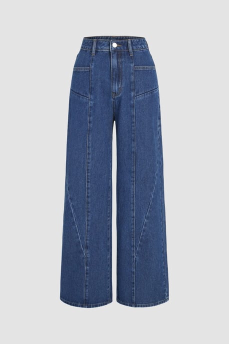 Wide Leg Jeans with Stitch Detail - Image 1