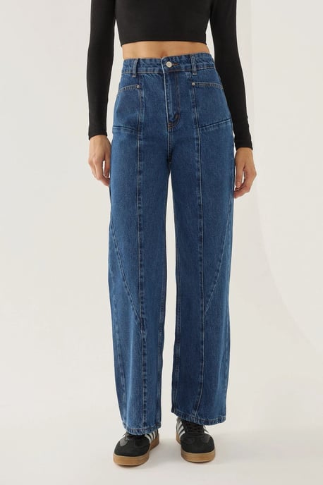 Wide Leg Jeans with Stitch Detail - Image 4