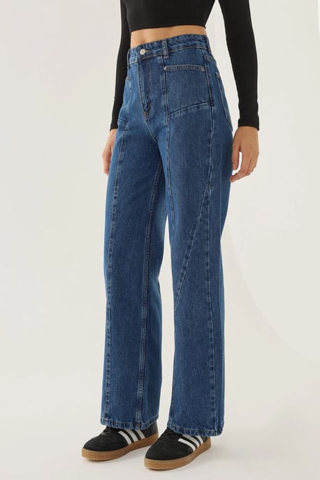 Wide Leg Jeans with Stitch Detail - Image 5