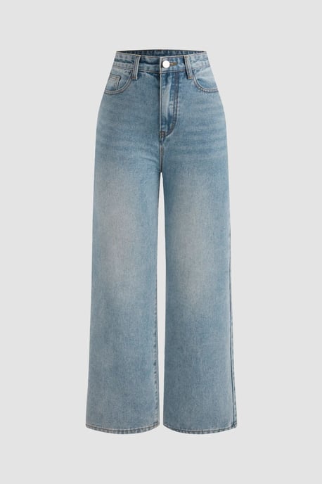 Washed Efecet Wide Leg Jeans - Image 2