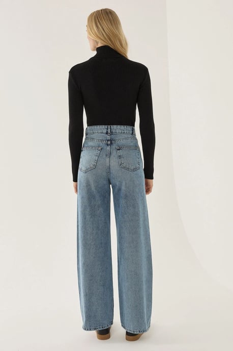 Washed Efecet Wide Leg Jeans - Image 6