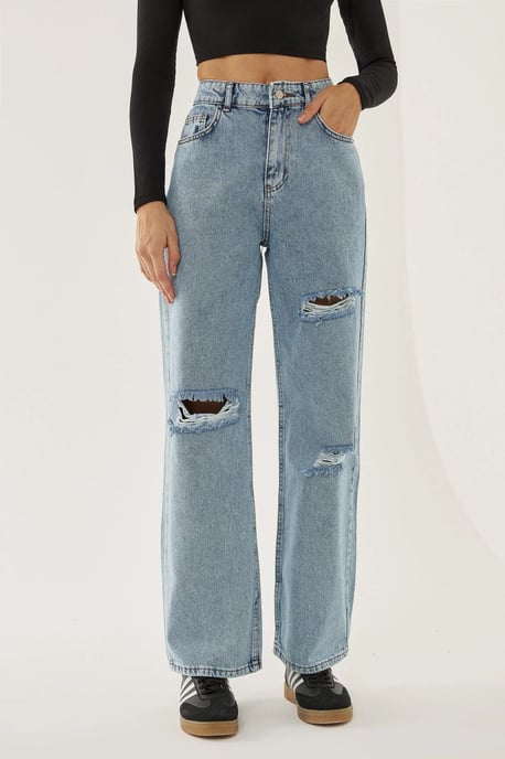Destroyed Wide Leg Jeans - Image 4