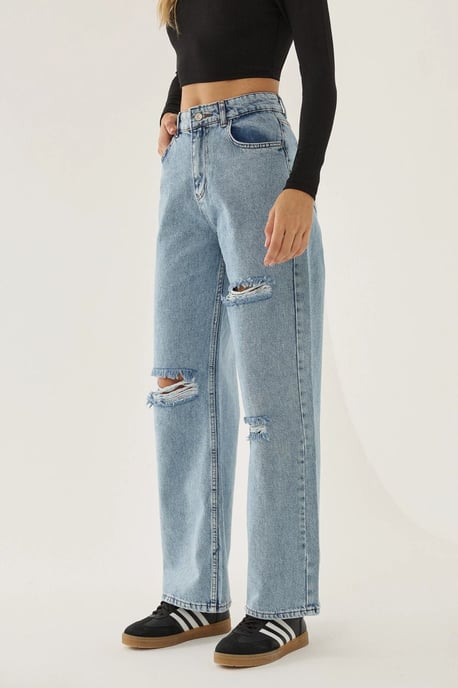 Destroyed Wide Leg Jeans - Image 5