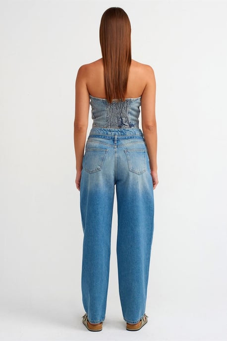Dames Hoge Taille Ballon Wijduitlopende Jeans - Image 2