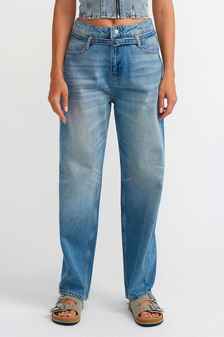 Dames Hoge Taille Ballon Wijduitlopende Jeans - Image 3