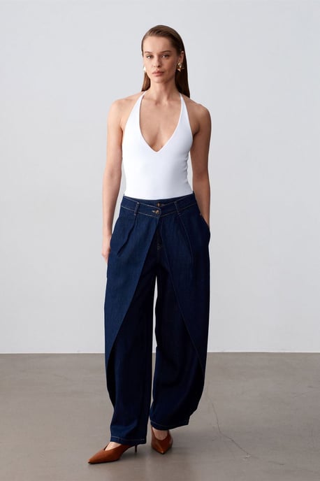 High-waist Wide-leg Denim Jeans - Image 1