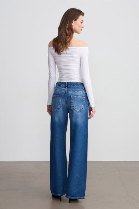 Lågmidjade vida jeans i bomulldenim - Image 2