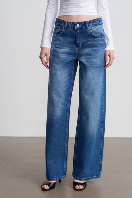 Lågmidjade vida jeans i bomulldenim - Image 3