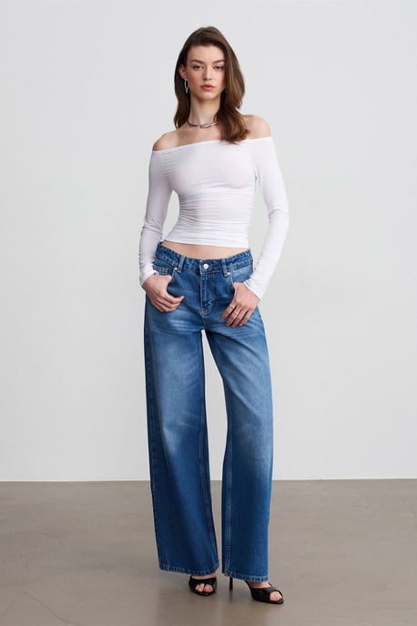 Lågmidjade vida jeans i bomulldenim - Image 4