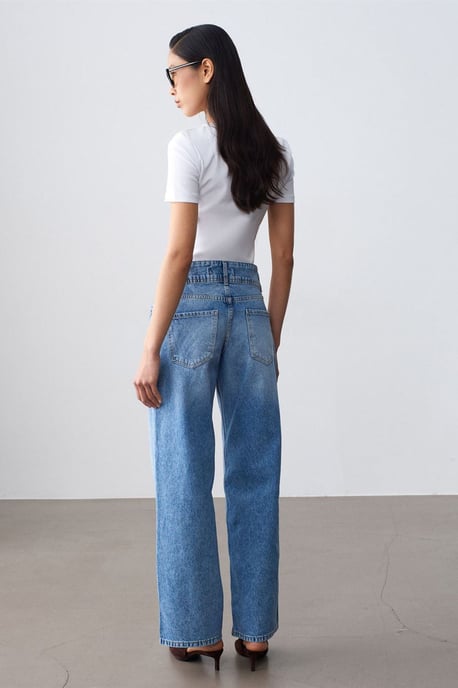 High-Waist Wide-Leg Cotton Jeans - Image 2