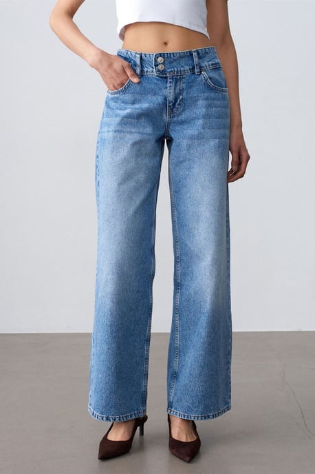 High-Waist Wide-Leg Cotton Jeans - Image 3