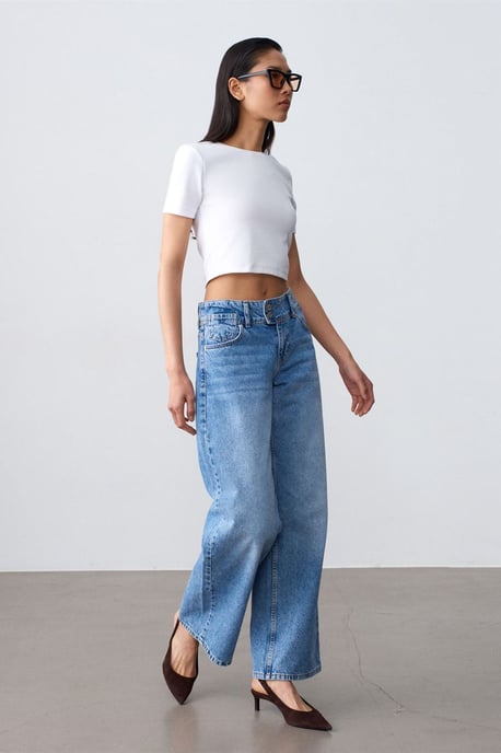 High-Waist Wide-Leg Cotton Jeans - Image 4